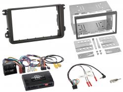 Einbauset mit Lenkradadapter fr Doppel DIN Autoradio in VW T6 (15-19), 52pin, schwarz