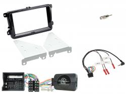 Einbauset mit Lenkradadapter fr Doppel DIN Autoradio in VW T6 (15-19), piano schwarz