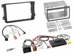 Einbauset mit Lenkradadapter fr Doppel DIN Autoradio in VW T5, Golf, Tiguan, Touran (2009-2015)