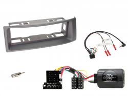 Einbauset mit Lenkradadapter f�r DIN Autoradio in Renault Megane, Scenic (1999-2003) - grau