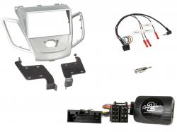 Einbauset mit Lenkradadapt f�r Doppel DIN Autoradio in Ford Fiesta (2013-2017), ohne Display, silber