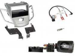 Einbauset mit Lenkradadapter f�r DIN Autoradio in Ford Fiesta (2013-2017), ohne Display, silber