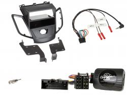 Einbauset mit Lenkradadapter f�r DIN Autoradio in Ford Fiesta (2013-2017), ohne Display, schwarz