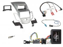 Einbauset mit Lenkradadapter f�r Doppel DIN Autoradio in Ford Fiesta (2008-2010) mit Display, silber