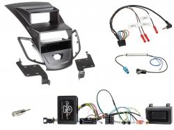 Einbauset mit Lenkradadapter f�r DIN Autoradio in Ford Fiesta (2013-2017) mit Displ., schwarz