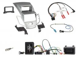 Einbauset mit Lenkradadapter f�r Doppel DIN Autoradio in Ford Fiesta (2013-2017) mit Display, silber