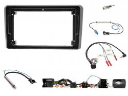 Einbauset mit Lenkradadapter f�r 9 Zoll Autoradio in Audi A3 (8P, 2003-2012) - ISO/Quadlock, schwarz