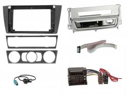 Radioeinbauset f�r 9 Zoll Autoradio in BMW 3er E90 (2005-2013), Raucherpaket silber