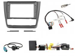 Einbauset mit Lenkradadapter f�r 9 Zoll Autoradio in BMW 1er E81/E82/E87 (07-13), Aktiv, Klimatr.