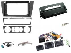 Einbauset mit Lenkradadapter f�r 9 Zoll Autoradio in BMW 3er E46 (2005-2013), PDC, Raucherp., schw.