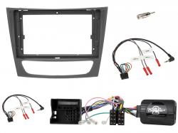 Einbauset mit Lenkradadapter f�r 9 Zoll Autoradio in Mercedes E-Klasse W211 (2002-2008), CLS