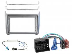 Einbauset mit Lenkradadapter f�r 9 Zoll Autoradio in VW Polo V6R (2014-2017) - silber