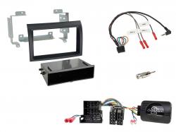 Einbauset mit Lenkradadapter f�r DIN Autoradio in Citroen, Peugeot, Fiat - piano schwarz