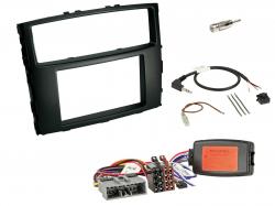 Einbauset mit Lenkradadapter f�r Doppel DIN Autoradio in Mitsubishi Pajero (2006-2014) 17 Pin Honda