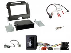 Einbauset mit Lenkradadapter f�r Doppel DIN Autoradio in Kia Sportage III (SL, 2010-2016) - dunkelgr