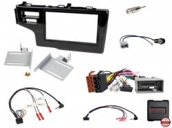Einbauset mit Lenkradadapter f�r Doppel DIN Autoradio in Honda Jazz, Fit (2013-2015) - schwarz