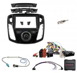 Einbauset mit Lenkradadapter f�r 9 Zoll Autoradio in Ford Focus (2012-2017) - PDC, schwar