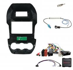 Einbauset mit Lenkradadapter f�r 9 Zoll Autoradio in Ford Ranger (T6, 2012-2014) - PDC, schwarz