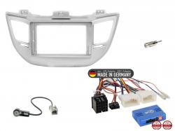 Einbauset mit Lenkradadapter f�r 9 Zoll Autoradio in Hyundai Tucson (TL, 2015-2018) - Nav, silber