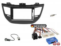 Einbauset mit Lenkradadapter f�r 9 Zoll Autoradio in Hyundai Tucson (TL, 2015-2018) - Nav, schwarz