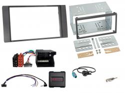 Einbauset mit Lenkradadapter f�r Doppel DIN Autoradio in Ford Fiesta, Focus, Fusion - anthrazit