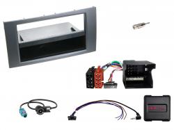 Einbauset mit Lenkradadapter f�r DIN Autoradio in Ford Fiesta, Focus, Fusion, Galaxy - anthrazit