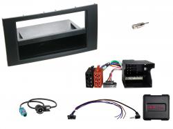 Einbauset mit Lenkradadapter f�r DIN Autoradio in Ford Fiesta, Focus, Fusion, Galaxy - schwarz