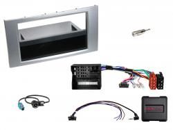 Einbauset mit Lenkradadapter f�r DIN Autoradio in Ford C Max, S-Max, Focus, Fiesta - silber