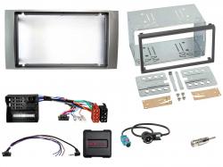 Einbauset mit Lenkradadapter f�r Doppel DIN Autoradio in Ford C Max, S-Max, Focus, Fiesta - silber