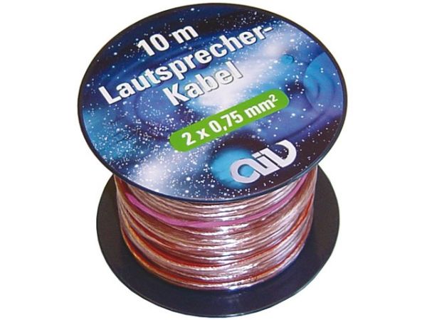 Lautsprecherkabel AIV Mini-Spule 2x0,75 mm² 10 m OFC-Cu transparent