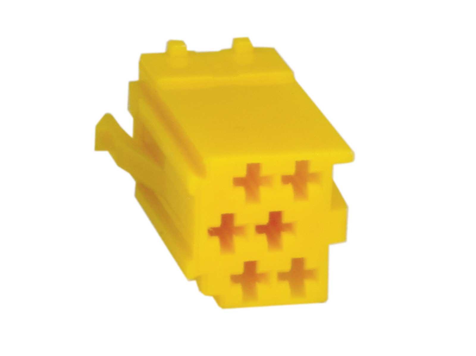 Top! AIV Mini ISO Stecker gelb Buchsengehäuse 6-polig inkl Kontakte Neu
