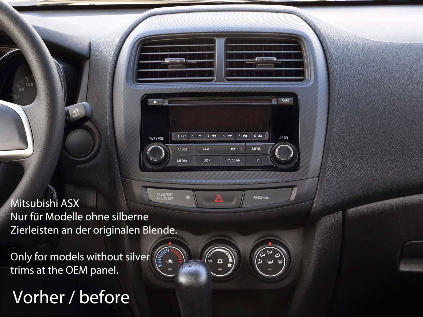 Mitsubishi ASX 10-14 2-DIN Autoradio Einbauset Adapter Kabel Radioblende 