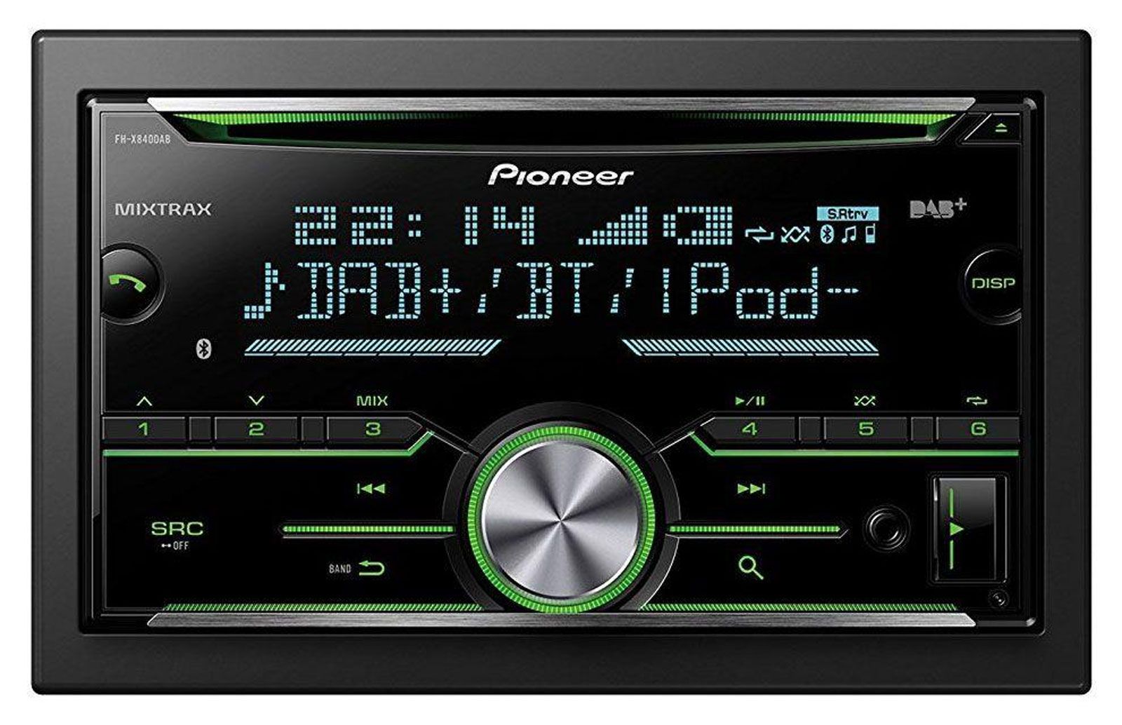 JU2 Auto Radio CD Receiver Pioneer 2 DIN DAB Bluetooth mit Antenne für Ford Fusion Facelift 2005-2012 incl Einbauset dunkelsilber 