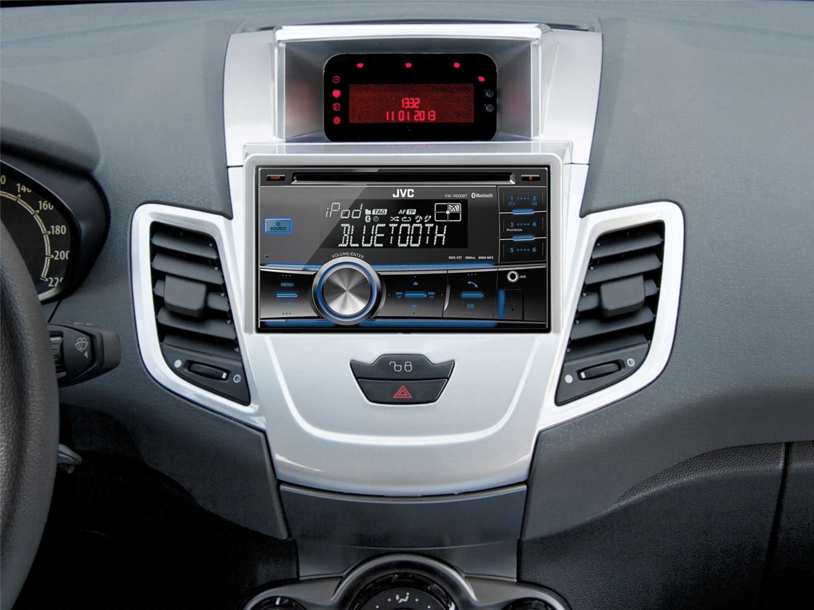 1-DIN Radioblende mit Ablagefach Ford Fiesta mit Display schwarz