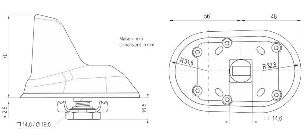 Dachantenne Antenne Shark DAB DAB+ GPS FM Auto Design aktiv Fakra