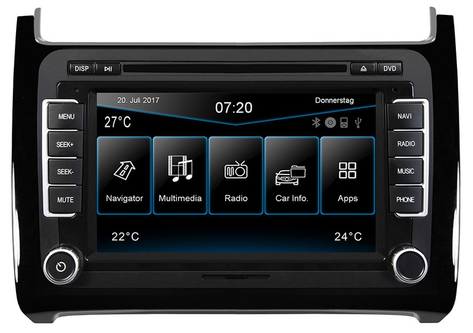 ESX VN720 VO-P6C-BLACK - Navigation mit Bluetooth / TMC / USB / DVD / 3D / SD für VW Polo (ab 2014)