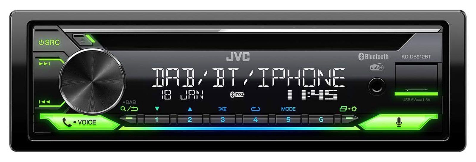 JVC KD-DB912BT 1DIN DAB Radio USB mit Antenne für Jeep Grand Cherokee 1993-1998 