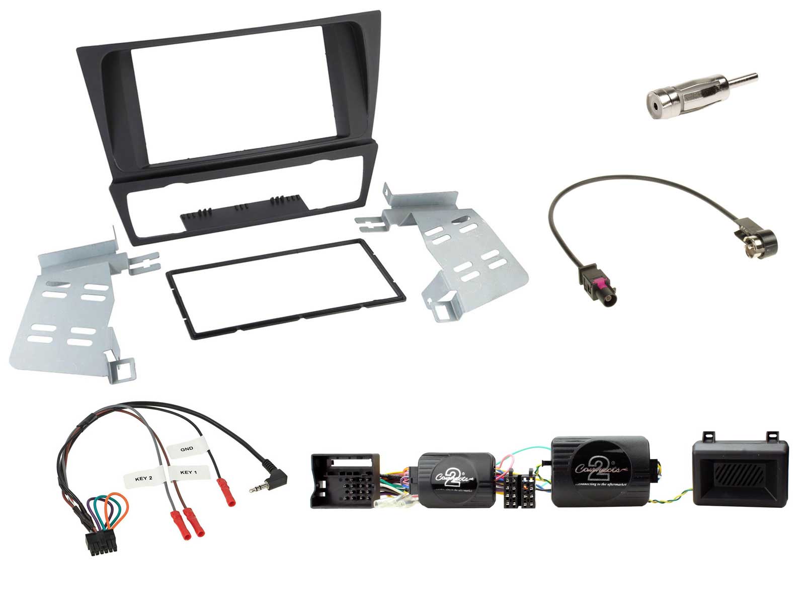 Doppel DIN Radioblende HQ kompatibel mit BMW 3er E90 E91 E92 E93 ohne