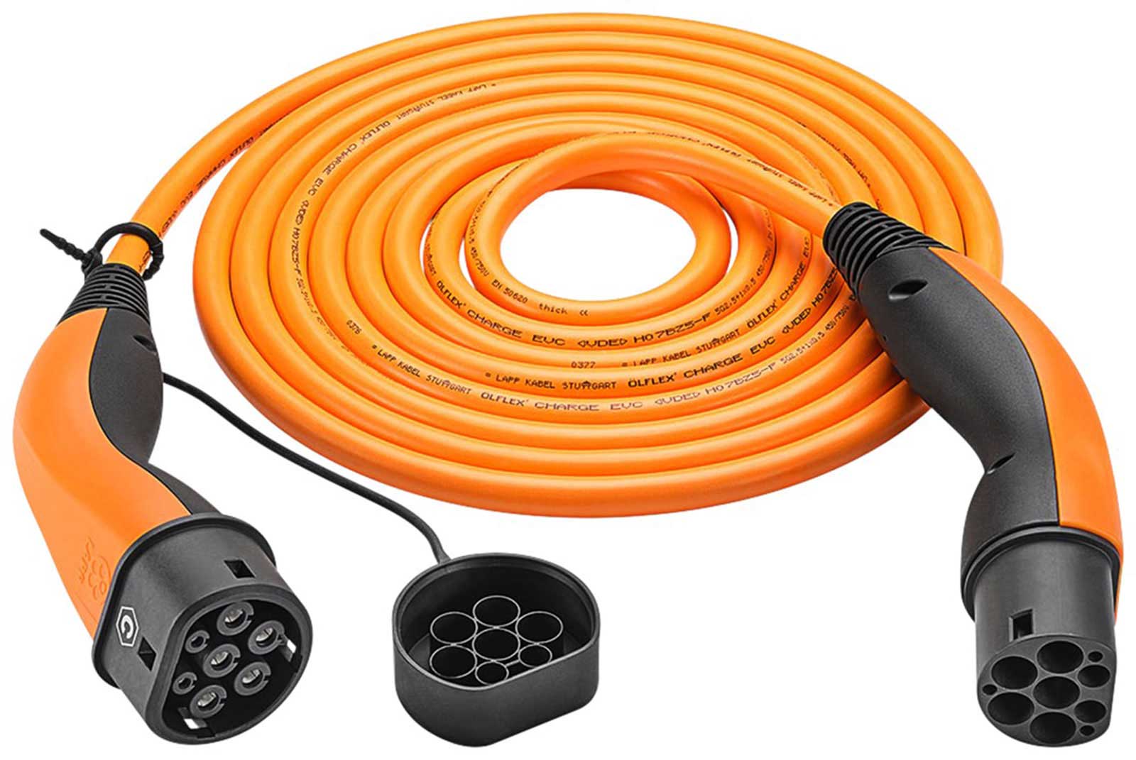 Lapp Mobility Helix Ladekabel Typ 2, Mode 3, 20 A, 3-phasig, bis zu 11 kW,  5 m, orange - 61796