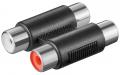 Cinch-2fach-Adapter - 2-Kanal Audio, 2x Buchse zu 2x Buchse, vernickelt