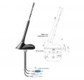 Dietz Antennenset A2, UKW / DAB+ / GPS, 41cm, 7,5m Kabel, DIN / ISO / FAKRA / SMB - A2LT0L750UNI