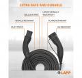 Lapp Mobility Helix Ladekabel Typ 2, Mode 3, 32 A, 3-phasig, bis zu 22 kW, 3 m, schwarz - 75749