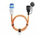 Goobay - CEE-Adapterleitung, CEE-Stecker auf Schutzkontakt-Kupplung, orange, 5 m - 76224