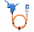 Goobay - CEE-Adapterleitung, CEE-Stecker auf 90 CEE-Kupplung und Schutzkontakt-Kup., 5 m - 76233