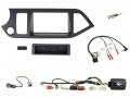 Einbauset mit Lenkradadapter fr DIN Autoradio in Kia Picanto (ab 2011, AUX, USB), mit Start-Stop