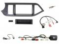 Einbauset mit Lenkradadapter fr DIN Autoradio in Kia Picanto (ab 2011, USB, AUX), ohne Start-Stop