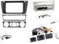Einbauset mit Lenkradadapter f�r 9 Zoll Autoradio in BMW 3er E46 (2005-2013), PDC, Raucherp., silber